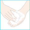 ２．洗顔前に手を洗う