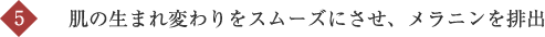 5 肌の生まれ変わりをスムーズにさせ、メラニンを排出