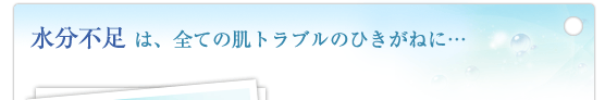 水分不足 は、全ての肌トラブルのひきがねに…