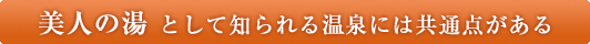 美人の湯 として知られる温泉には共通点がある