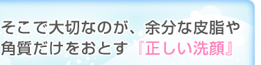 そこで大切なのが、余分な皮脂や角質だけをおとす『正しい洗顔』
