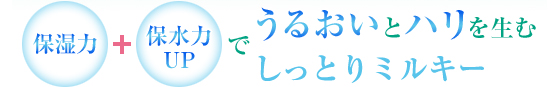 保湿力＋保水力UPでうるおいとハリを生むしっとりミルキー