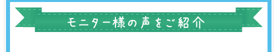 モニター様の声をご紹介