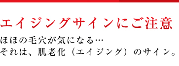 エイジングサインにご注意／ほほの毛穴が気になる・・・それは、肌老化（エイジング）のサイン。