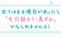 当てはまる項目があったら「毛穴詰まり・黒ずみ」かもしれませんよ！