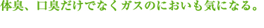 体臭、口臭だけでなくガスのにおいも気になる。