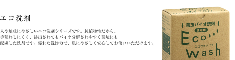 人や地球にやさしいエコ洗剤シリーズです。純植物性だから、手荒れしにくく、排出されてもバイオ分解されやすく環境にも配慮した洗剤です。優れた洗浄力で、肌にやさしく安心してお使いいただけます。